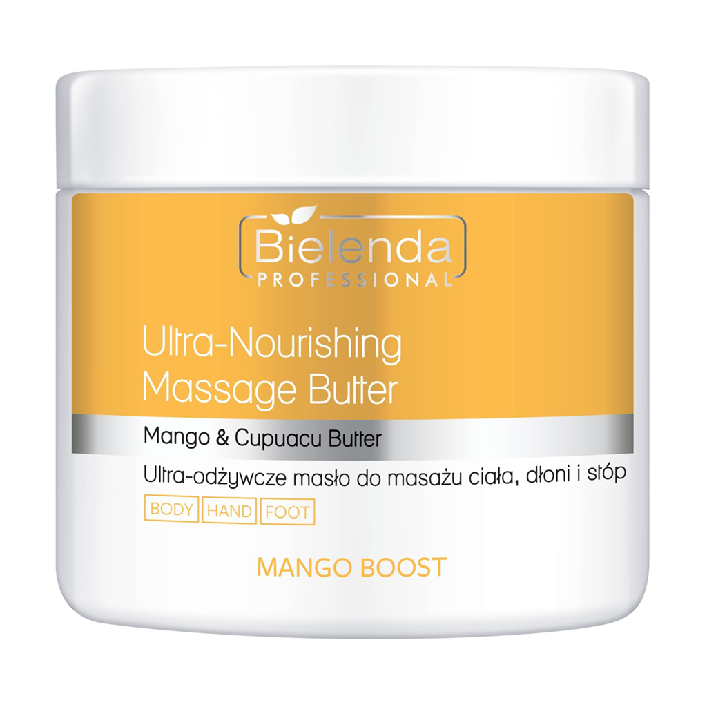 Ультраживильна олія для масажу тіла, рук та ніг Bielenda Professional Mango Boost Ultra-Nourishing Massage Butter, 500 мл